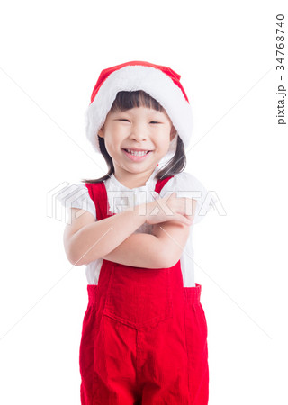 girl wearing santa claus red dress standing girl wearing santa claus red dress standing 34768740