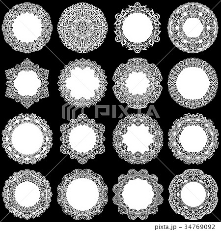Large set of design elements, lace round doily Large set of design elements, lace round doily 34769092