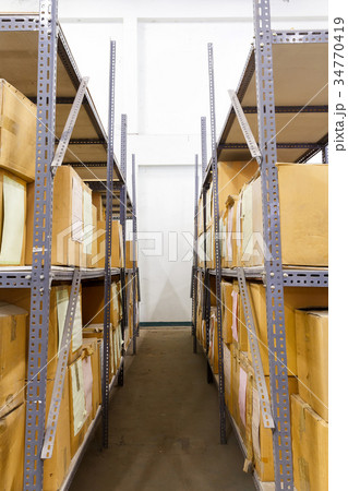 Cardboards box with products in the warehouse 34770419