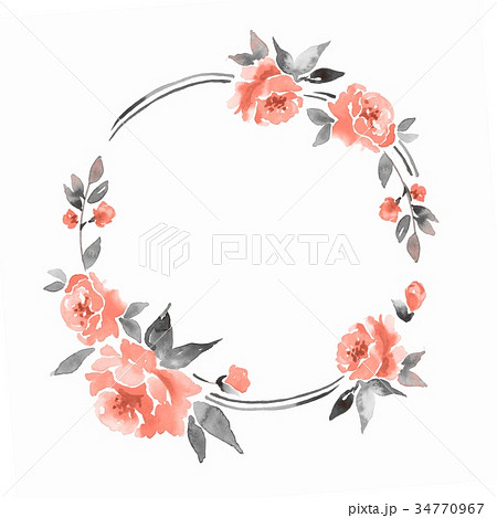 Watercolor floral frame. Element for design 7 34770967