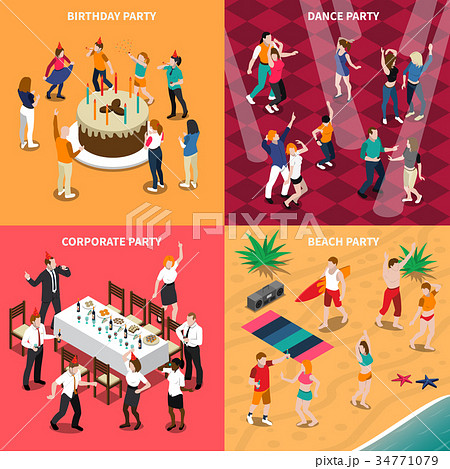 People At Party Isometric Design Concept People At Party Isometric Design Concept 34771079