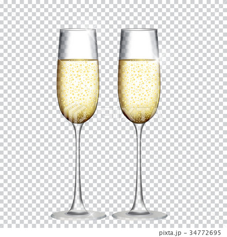 Two Glass of Champagne Isolated on Transparent 34772695