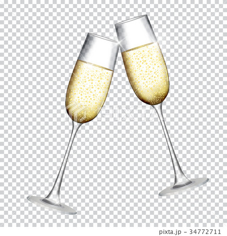 Two Glass of Champagne Isolated on Transparent 34772711