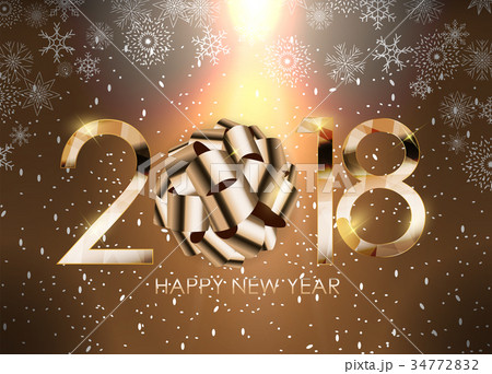 2018 New Year Gold Glossy Background. Vector 34772832