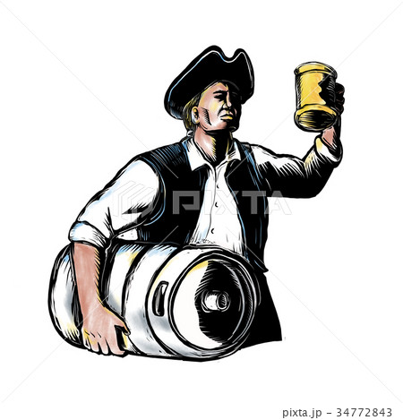 American Patriot Carry Beer Keg Scratchboardのイラスト素材