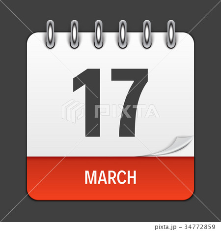 March 17 Calendar Daily Icon. Vector Illustration 34772859