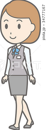 制服を着た事務員の女性が歩いているイラストのイラスト素材