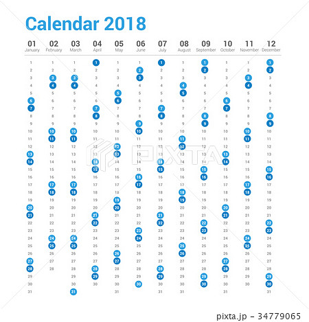 Calendar 2018 in vertical design. 34779065