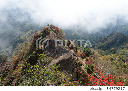 蟻の戸渡り 蟻の塔渡り 戸隠 登山道の写真素材