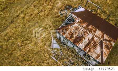 Abandoned outback farming shed in Queensland 34779571