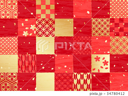市松模様　いろいろ　和柄 34780412