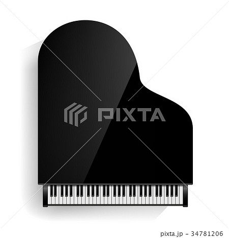 Black Grand Piano Icon Vector With Shadow.  34781206