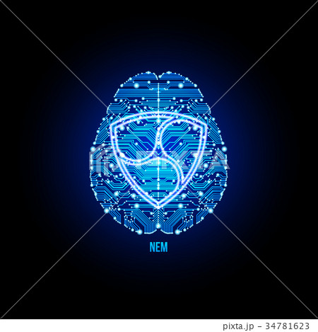 Crypto currency nem on brain background 34781623
