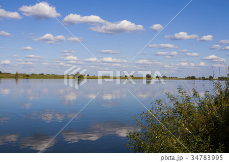 Beautiful landscape with  river and blue sky   34783995