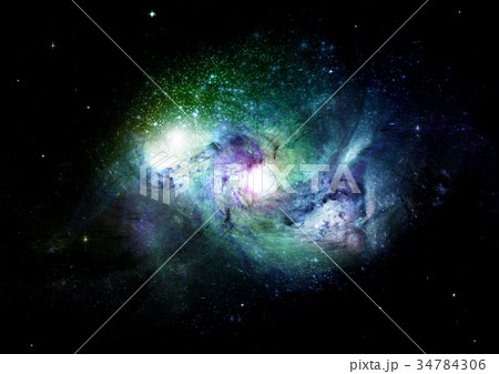 Stars, dust and gas nebula in a far galaxy Stars, dust and gas nebula in a far galaxy 34784306