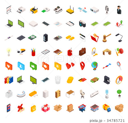 Isometric computer technology and office equipment 34785721