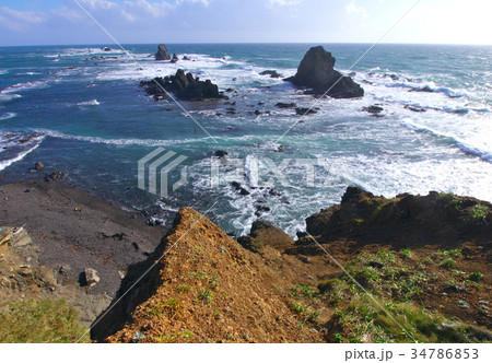 襟裳岬の波濤 34786853