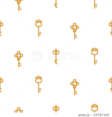 Gold keys seamless vector pattern on white 34787160