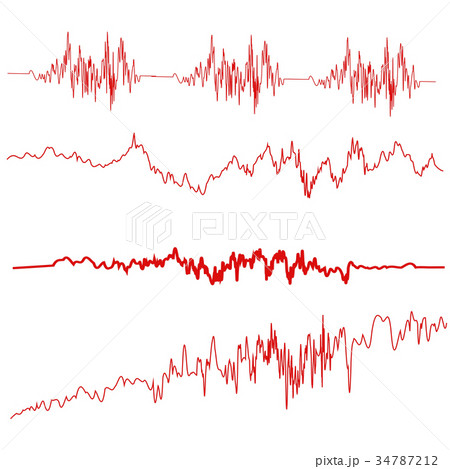 Red Sound Waves Set. Screen of Equalizer Red Sound Waves Set. Screen of Equalizer 34787212