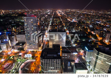 北海道札幌市 街並み夜景 Jrタワー展望室から 17年10月撮影の写真素材