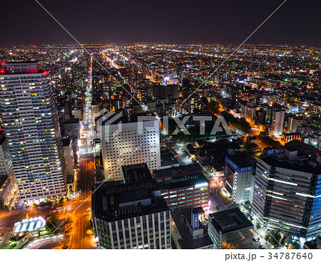 北海道札幌市 街並み夜景 Jrタワー展望室から 17年10月撮影の写真素材