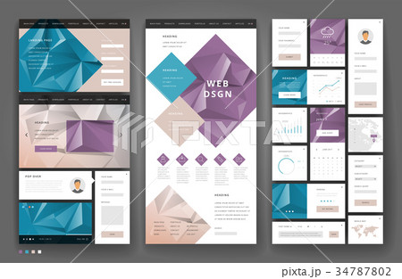 Website template design with interface elements 34787802