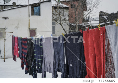 hanged clothes at garden 34788865