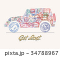 Travel theme with postmarks 34788967