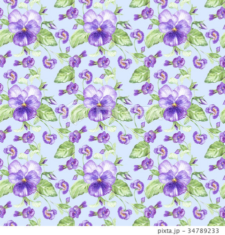 Illustration in watercolor of a pansy flower 34789233