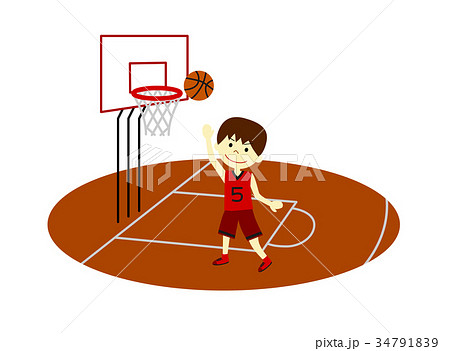 バスケットボール 男の子 シュートのイラスト素材