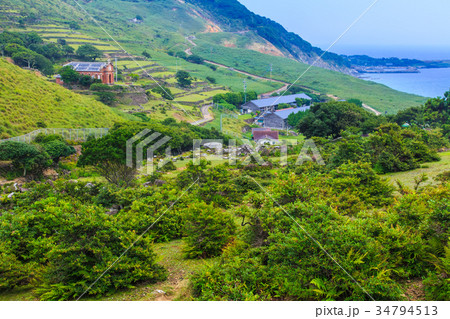 旧野首教会　野首集落跡全景　野崎島　小値賀諸島　五島列島　潜伏キリシタン 34794513