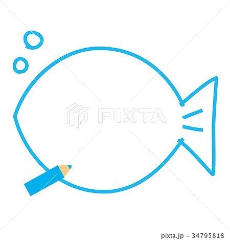 色鉛筆 魚 テキスト欄のイラスト素材 34795818 Pixta
