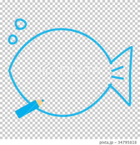 色鉛筆　魚　テキスト欄 34795818