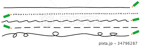 鉛筆 飾り 線のイラスト素材