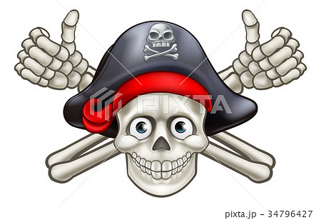 Skull and Crossbones Pirate Cartoon  34796427
