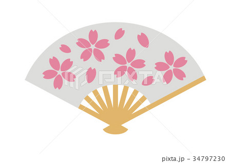 桜柄の扇子のイラスト素材