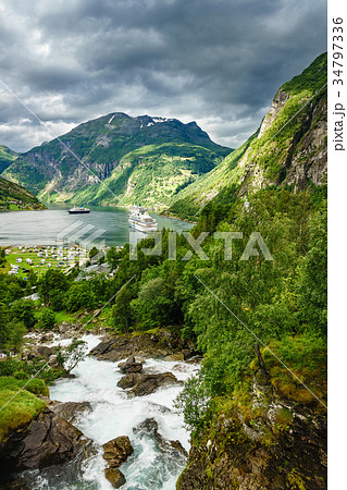 View to the Geirangerfjord in Norway 34797336