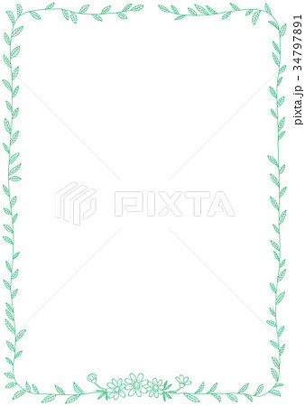 ボールペンで描いた草の葉イラストフレームのイラスト素材 34797891 Pixta