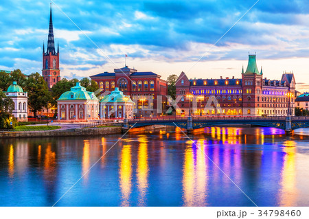 Scenic evening panorama of Stockholm, Sweden Scenic evening panorama of Stockholm, Sweden 34798460