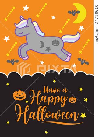 Happy Halloween Banner, Cute cartoon unicorn 34798610