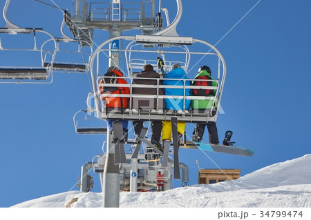 Skiing slopes from the lift 34799474