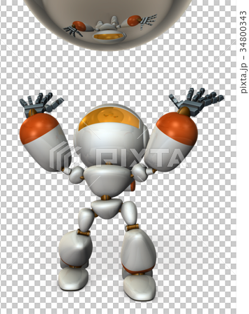 Cute robot raising toss Cute robot raising toss 34800343