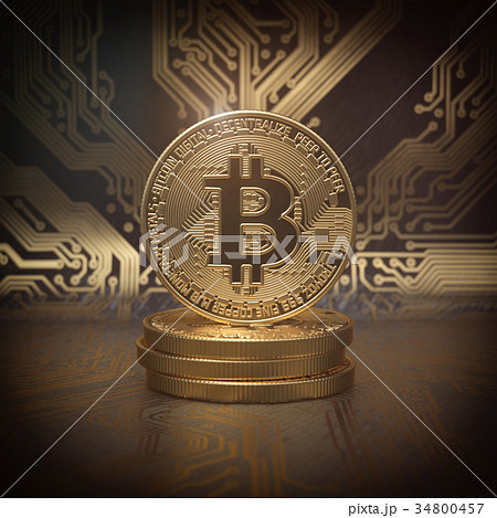 Bitcoin cryptocurrency golden coin background. 34800457