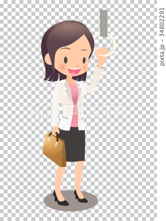衣服的年輕女性辦公室工作者在通勤期間 34802291