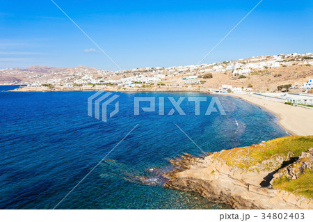 Mykonos island beach, Greece 34802403
