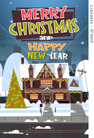 Merry Christmas And Happy New Year Greeting Card 34804871