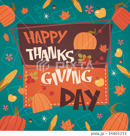 Happy Thanksgiving Day Autumn Traditional Harvest 34805255