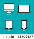 Flat design tablet pc, mobile phone, vector icon. 34805487