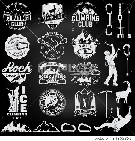 Set of Rock Climbing club badges with design Set of Rock Climbing club badges with design 34805856
