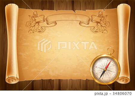 Vintage compass and antique scroll Vintage compass and antique scroll 34806070